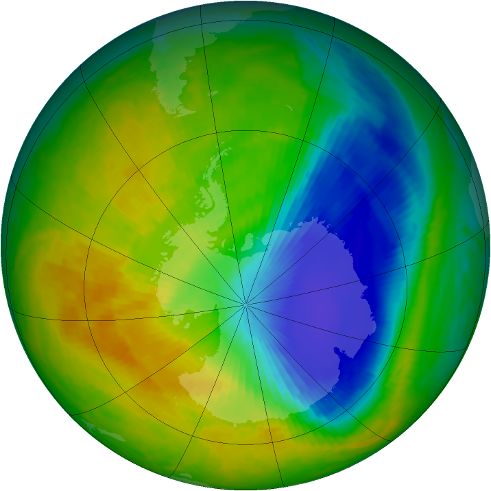 Antarctic ozone map for 04 November 2000